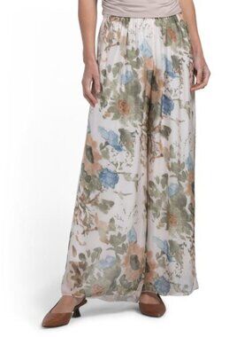GIUSY Made In Italy Maxi Floral Wide Leg Pants